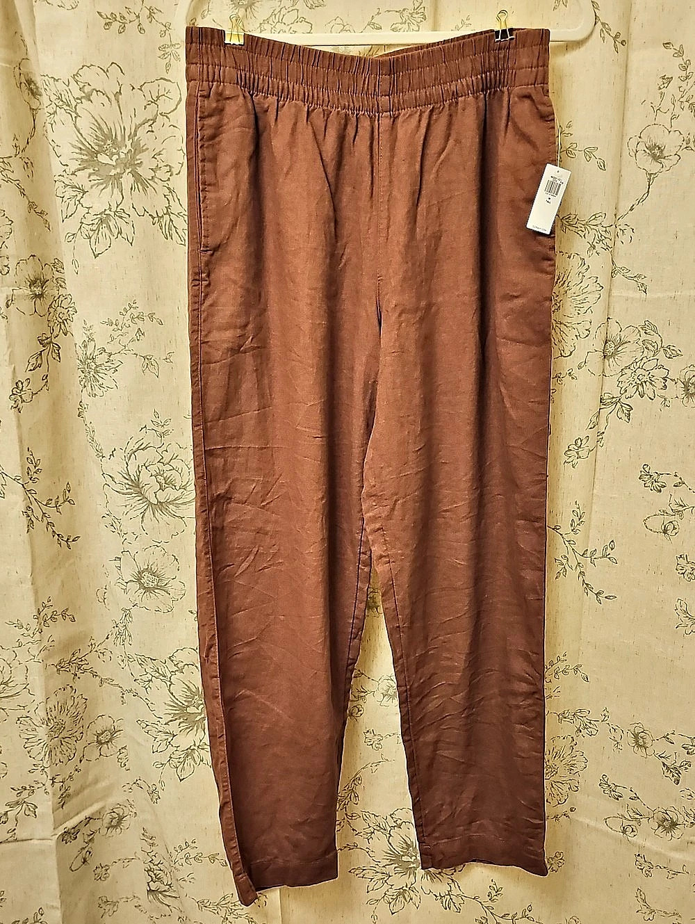 Old Navy Straight Leg Linen Pant in Brown Size Medium NWT